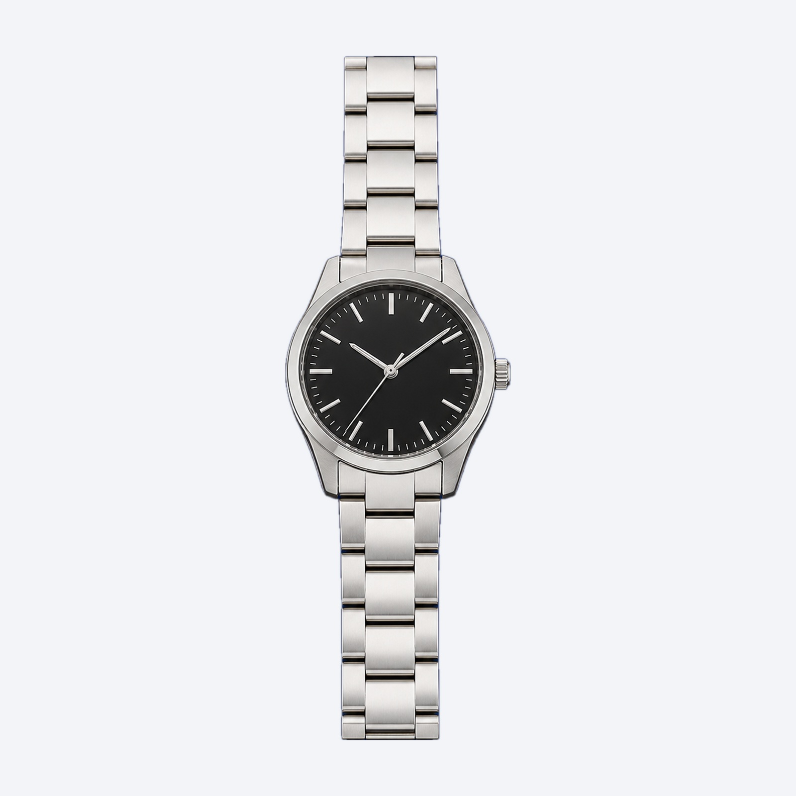 The same reflective wristwatch isolated and centred on a clean square background by Bulk Product Photo Finisher