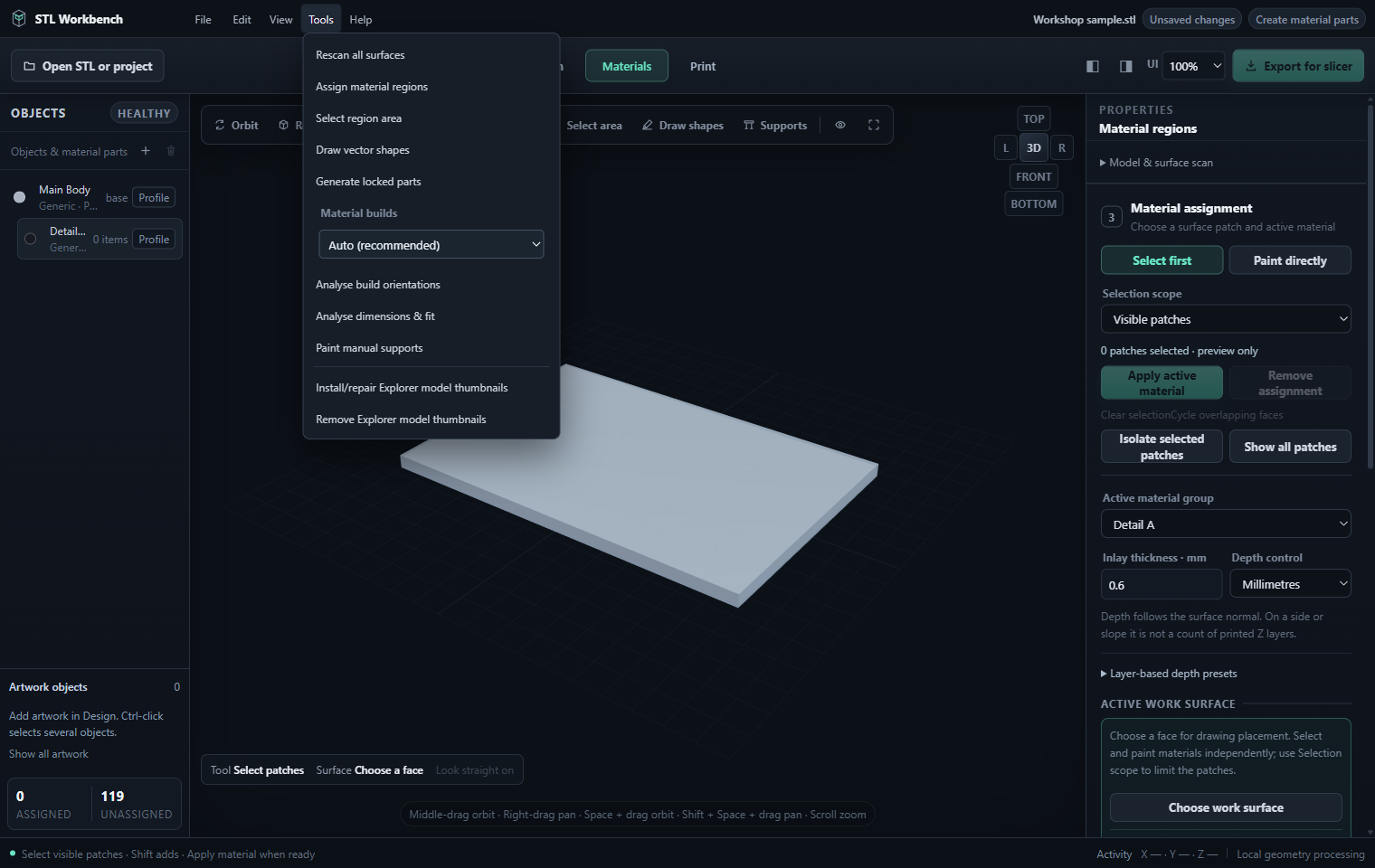 Desktop material-build engine preference