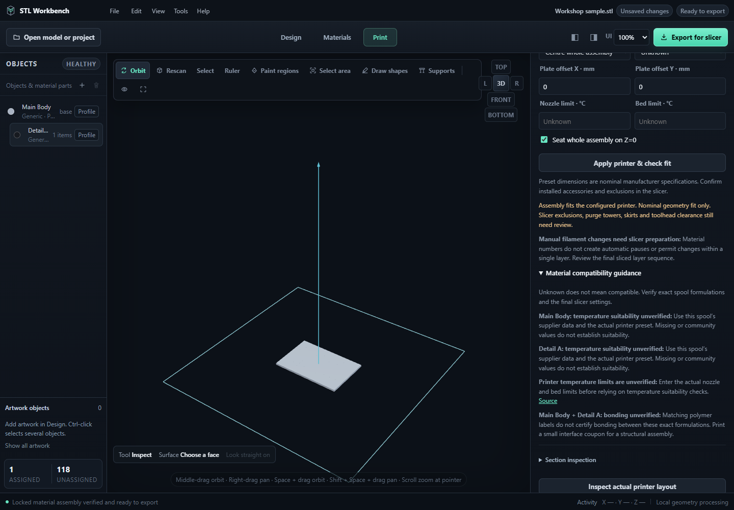 Evidence and unknown results in material compatibility guidance