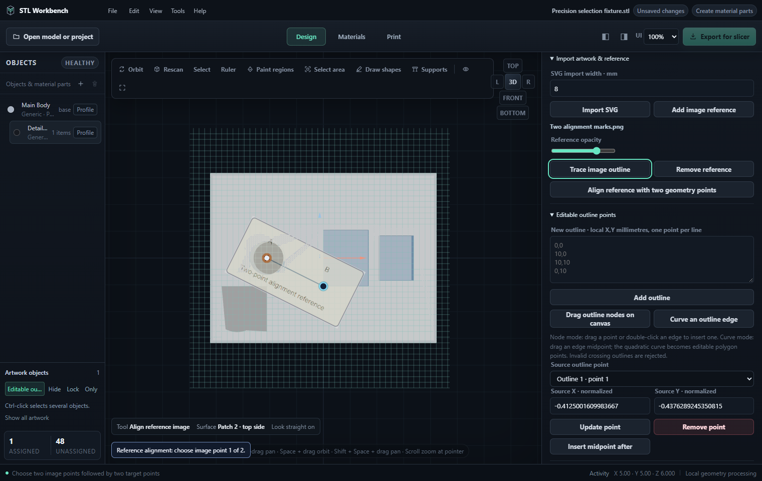 Reference-image alignment controls